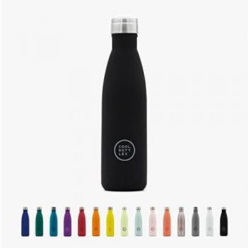 Cool Bottles - Botella de Agua de Acero Inoxidable - 500 ml - Mono Black - 26,5 x 7 cm - Botella Térmica Hermética - Bebidas Frías 36 Horas y Calientes 18 Horas - Triple-Cool Technology - Libre de BPA