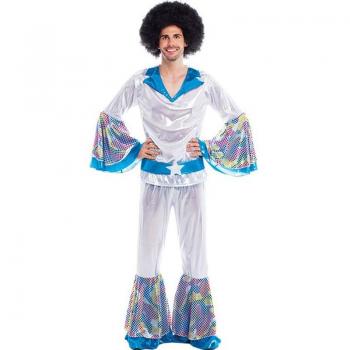 Disfraz de Disco Man plateado para hombre