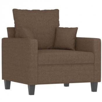 Sillón de tela marrón 60 cm con respaldo y reposabrazos, sofá de televisión para descanso y ocio, tapizado para salón hogar