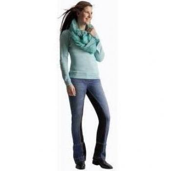 Damen Jodhpurhose Medina, Vollbesatz, denim/schwarz, 46