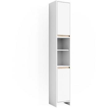 Armario de baño alto Emma, Blanco/Sonoma, 30 x 190 cm
