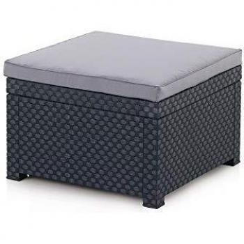 Shaf 55049 Diva Asiento Puff Trenzado con Cojín, Antracita, 57x57x39 cm