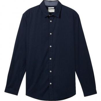 Camisa Regular Fit Tom Tailor de Manga Larga Azul con Kentkragen y Cierre de 2 Botones - Talla XL
