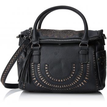 Desigual Bols_passion Loverty, Bolso Mujer, Negro, 14x24x33 cm