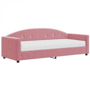 Sofá cama con colchón terciopelo rosa 80x200 cm vidaXL