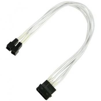 Fuente de Alimentación para Ventiladores Nanoxia (30 cm), Cable 4-Pin a 2 x 3-Pin, Blanco