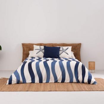 Funda nórdica de algodón popelín 400 hilos cama 90 Albir azul