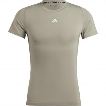 Camiseta de fitness adidas Techfit para hombre, manga corta, color gris y blanco, talla S