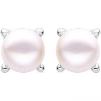 Pendientes Luxenter Ryver de Perla Blanca, acabados en rodio