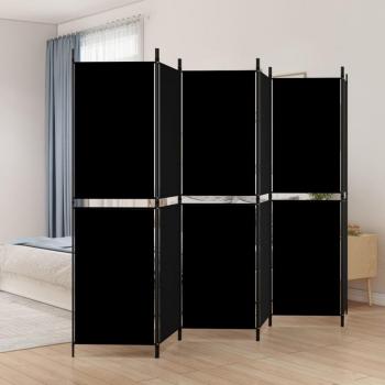 Divisorio de Tela Negra de 6 Paneles 300 x 180 cm