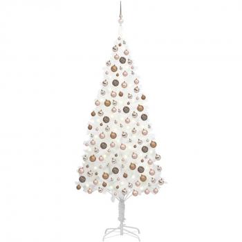 vidaXL Artificial Pre-lit Christmas Tree with Ball Set White 240 cm