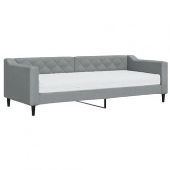 Sofá cama con colchón de tela gris claro 80x200 cm