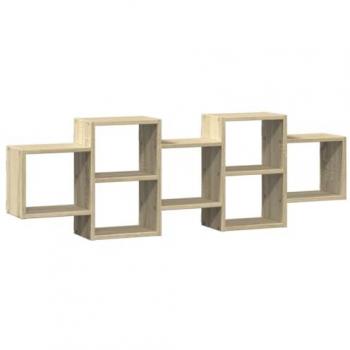 Estante de pared madera ingeniería roble Sonoma 129x18x42 cm, color marrón, tipo flotante, ideal para exhibición y almacenamiento