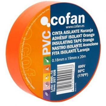 Cinta Aislante Naranja 180 Micras 19mm x 20m - Caja de 10 Unidades, Resistente al Voltaje y Calor