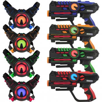 ArmoGear Infrared Laser Tag Guns and Vests - Laser Battle Mega Pack Set of 4 - Infrared 0.9mW