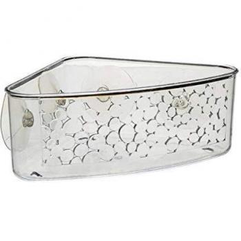Cesta de esquina para baño con ventosa – Galet – Gris transparente