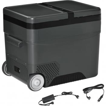 Outsunny Nevera Portátil de Compresor 45L con Pantalla LCD Táctil, Refrigerador de Coche 12V/24V CC, Rango de Temperatura 10℃ a -22