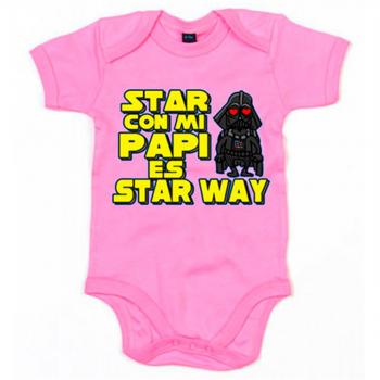 Body bebé Star Wars estar con mi papi es Star Way - Rosa, 6-12 meses