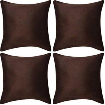 vidaXL Fundas de Cojín 4 uds 80x80cm poliéster imitación gamuza marrón