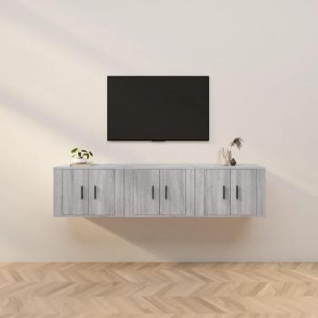 Mueble TV Pared 3 piezas Sonoma gris 57x34,5x40 cm