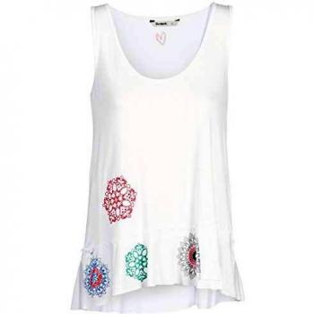 DESIGUAL Melisa Tops y Camisetas Mujeres Blanco - L - Camisetas sin Mangas