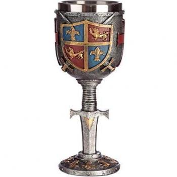 Puckator Decorative Collectible Coat of Arms Shield, Multicolor Resin Goblet with Sword, 19cm Height