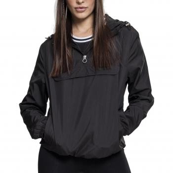 Urban Classics Women's Lightweight Waterproof Windbreaker Jacket - Basic Pullover in Black, Sizes XS to 5XL
