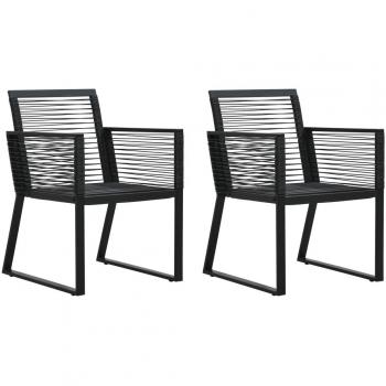 vidaXL Garden Chairs 2 pcs Black PVC Rattan