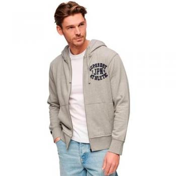 Sudadera con capucha y cremallera Vintage Athletic para Hombre - Superdry, unicolor, algodón, gris claro
