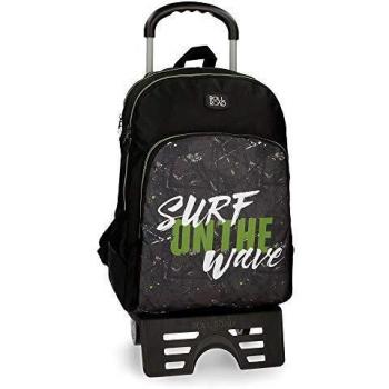 Roll Road California Mochila Escolar Doble Compartimento con Carro Negro 33x44x13,5 cms Poliéster 19.6L