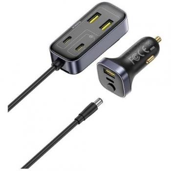 Cargador de coche Baseus BackseatPal L1 110W con 3 puertos USB-A, 3 puertos USB-C y cable de extensión de 1.5 m - Negro