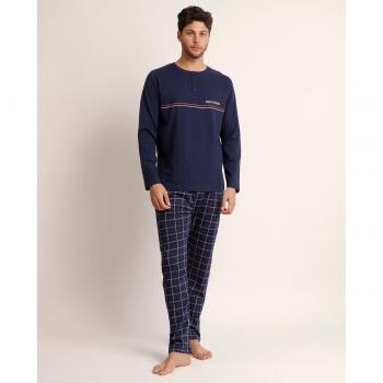 Pijama de hombre manga larga azul marino