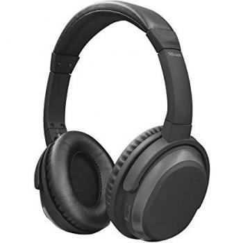 Auriculares Trust Paxo - Bluetooth y Alámbrico, Diadema Binaural Circumaural, Cancelación Activa de Ruido, Función Manos Libres, 105 dB, Color Negro