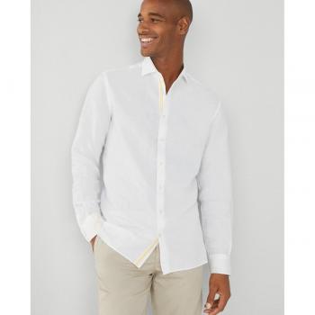 Camisa de lino blanco Hackett London para hombre, estilo slim fit
