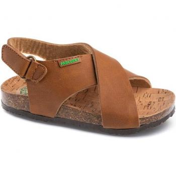 Sandalias abiertas de niño con cierre adherente marca Pablosky en color marrón