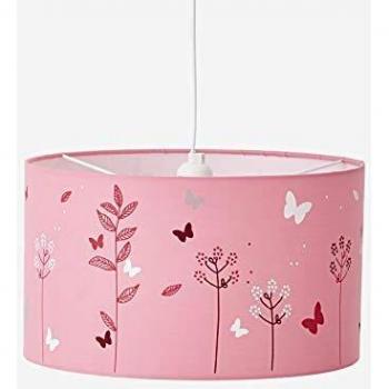Vertbaudet - Pantalla colgante para lámpara de techo, diseño de mariposas, color rosa