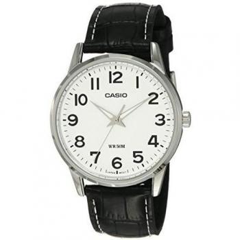 Casio Men's Analog Leather Watch Collection - Black Dial MTP-1303L-7BDF