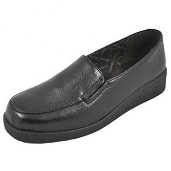 Mocasín Mujer Doctor Cutillas 57365 - Negro Cuero con Plantilla Extraíble Talla 37