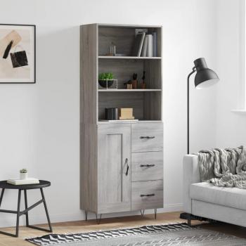 Aparador alto de madera contrachapada gris Sonoma 69,5x34x180 cm