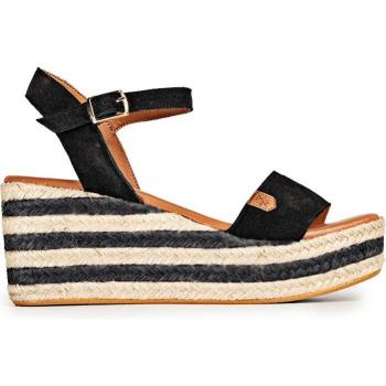 Sandalias de cuña de mujer Popa Camerun Serraje Negro