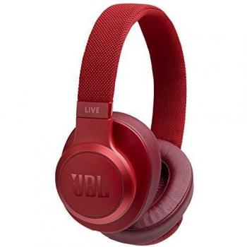 JBL LIVE 500BT - Auriculares Inalámbricos con Bluetooth, asistente de voz integrado, sonido Pure Bass con Tecnologías TalkThru y AmbientAware, hasta 30h de música, rojo