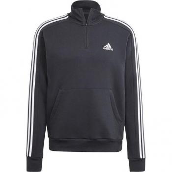 Adidas Essentials 3-Stripes Men's Fleece 1/4-Zip Sweatshirt in Black