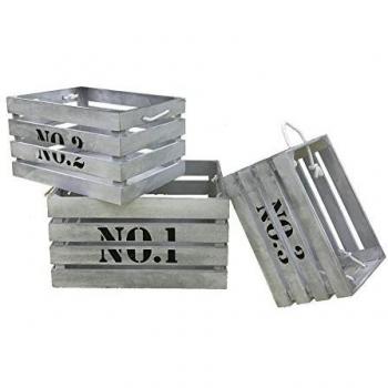 Set 3 Cajas de Almacenamiento de Madera Blanca Shabby Vintage 22x41x30 cm