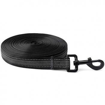 Toozey Correa de Adiestramiento para Perros, 5 m, 10 m, 15 m, 20 m, Correa Perro Larga de Goma para Perro o Mascotas pequeños y Grandes con Correa de Mano y Bolsa de Almacenamiento, Negro, 5m x 2.5cm