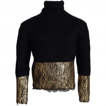 Dolce & Gabbana Black Gold Turtleneck Mohair Pullover Mens Sweater - XS