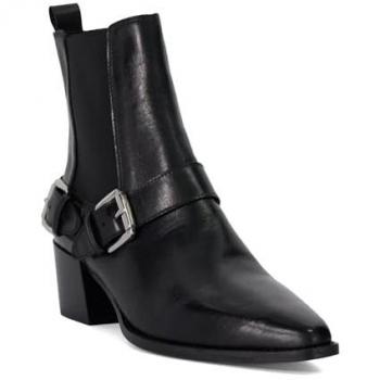 Dune London Women's Black Suede Buckled Chelsea Ankle Boots - Size 5