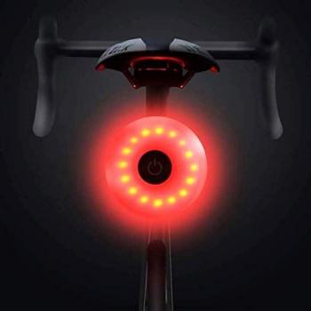 HMEDA Luz Trasera de Bicicleta,Luz Trasera Bici Compacta LED USB Recargable, Impermeable, Advertencia, 5 Modos, Luz Trasera