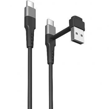 Muvit For Change Cable USB Tipo C + Tipo A a Tipo C 3A 15W 0,2m Negro