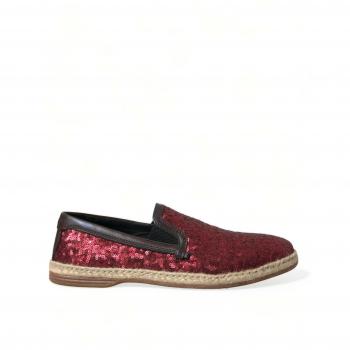 Dolce & Gabbana Red Sequined Loafers for Men - EU42/US9, Leather with Rubber Sole