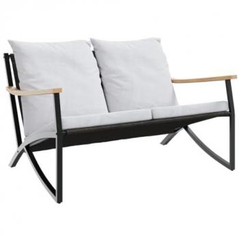 Black Steel Garden Bench with Cushions 47.2